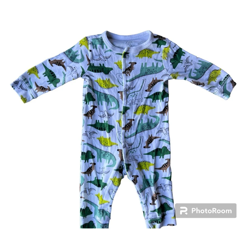 Carter's Baby Boy Dinosaur Snap-Up Romper Cotton One Piece | 3M